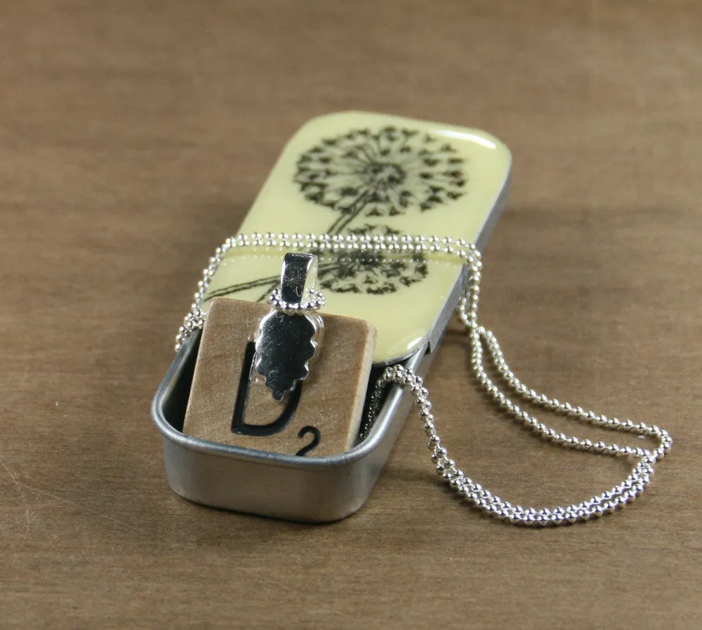 Cottage Garden Scrabble Tile Pendant and Teeny Tiny Tin - Allium
