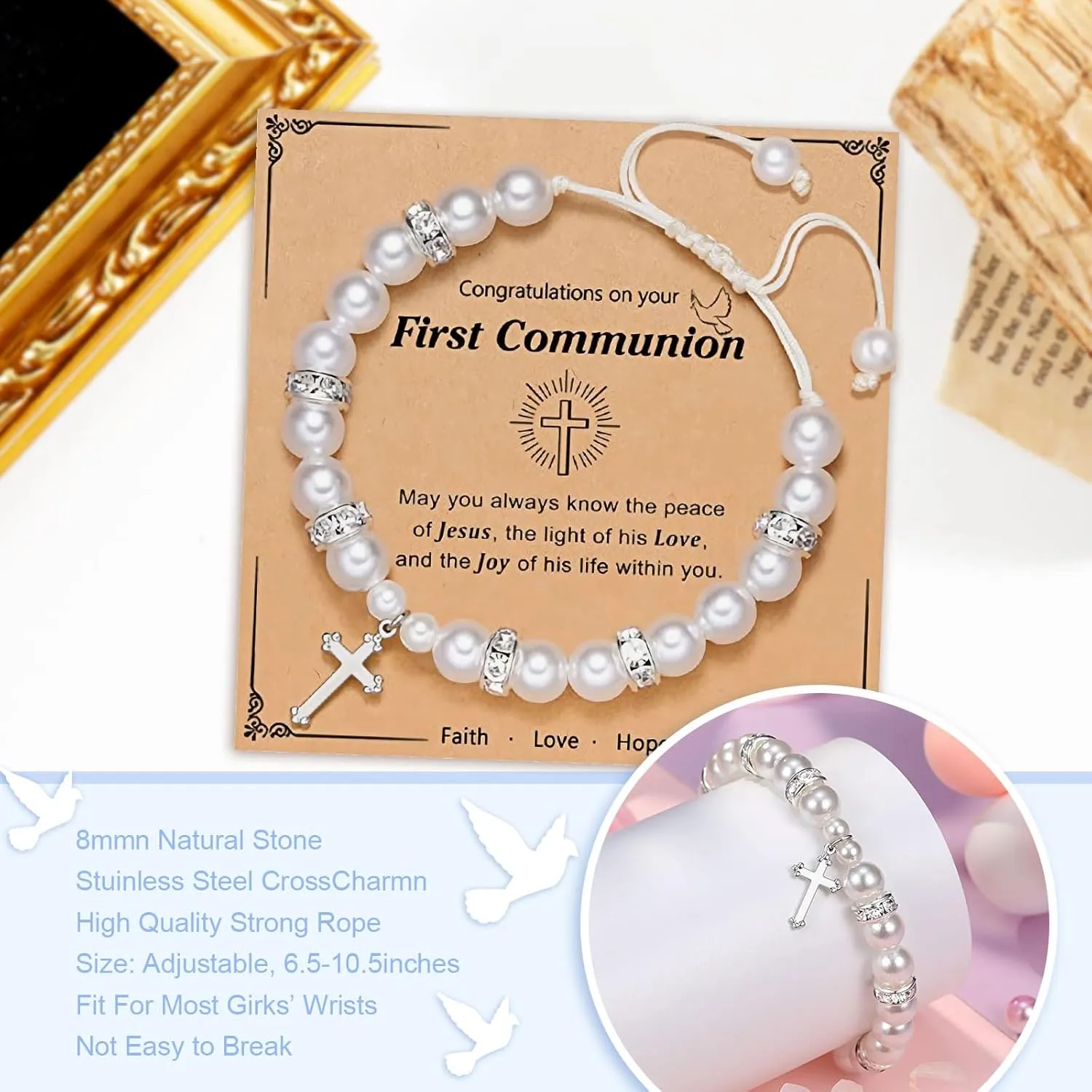 Cross Bracelet Easter Gifts Easter Basket Stuffers for Women Jesus Bracelets Baptism Christian First Confirmation Communion Religious Gifts for Women Jewellery Gifts
