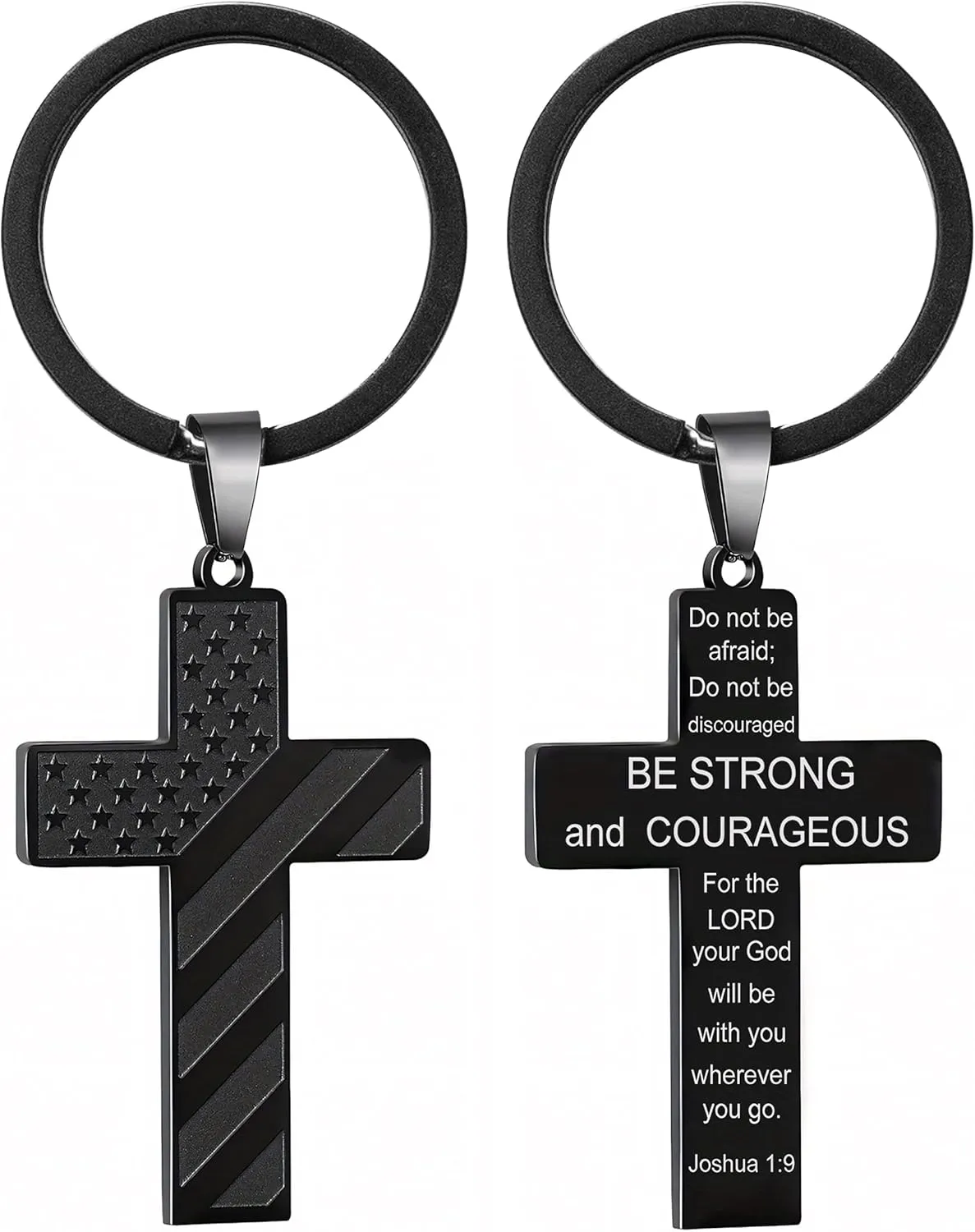 Cross Keychains for Men Box, Bible Verse American Flag Mens Keychain, Christian Easter Mens Accessories Gift