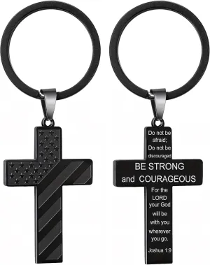 Cross Keychains for Men Box, Bible Verse American Flag Mens Keychain, Christian Easter Mens Accessories Gift