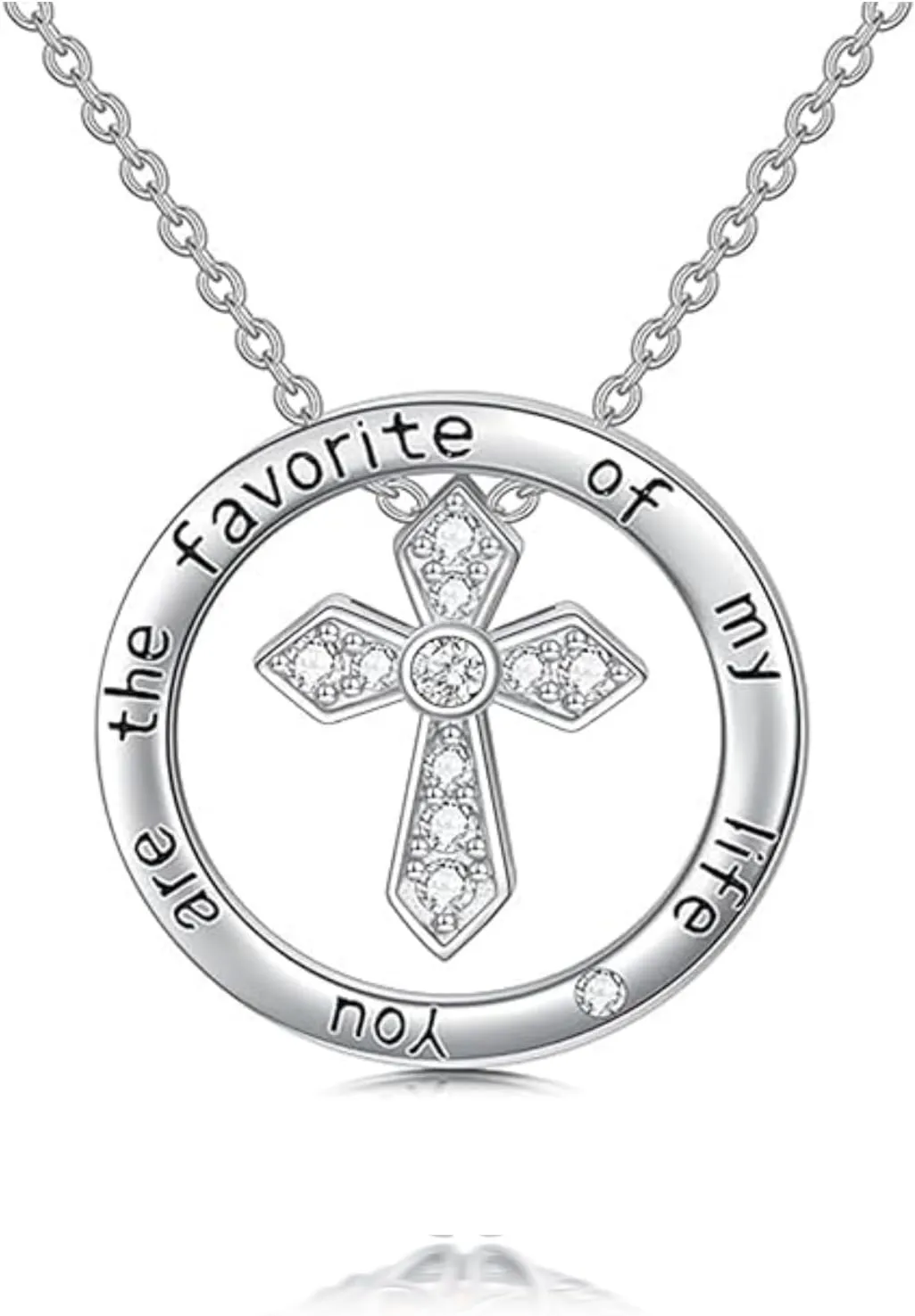 Cross Necklace for Mother 'Day Sterling Silver Circle Faith Hope Love Cross Charm Pendant Necklace with Cubic zirconThanksgiving Christmas Valentine's Day Jewelry Gifts for Mother Women Mom