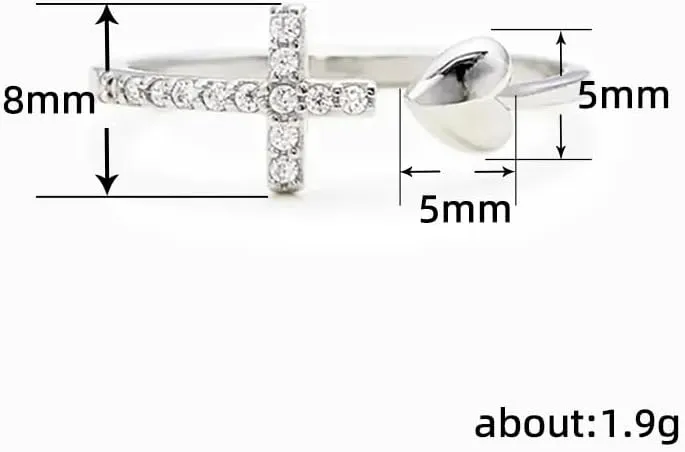 Cross Rings for Teen Girls Silver/Gold Heart Ring Cubic Zirconia Adjustable Ring Inspirational Pray Cross Heart Religious Christian Faith Jewelry Gifts for Her(Gold)9#