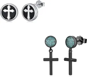 Cross Stud Earrings 925 Sterling Silver Religious Cross Earrings Christian Jewelry Faith Gifts for Women Men