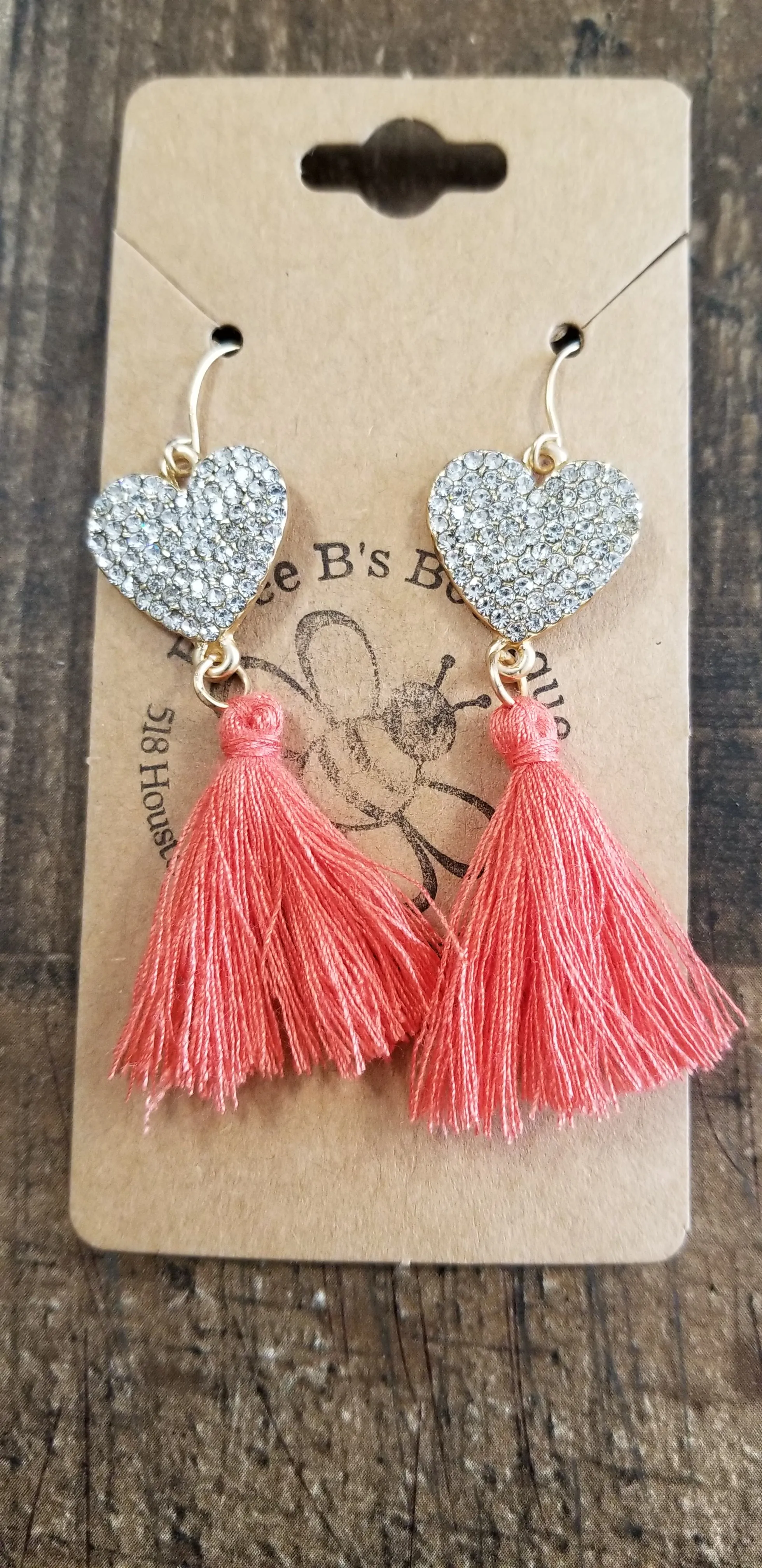 Crystal Heart/Fringe Earrings