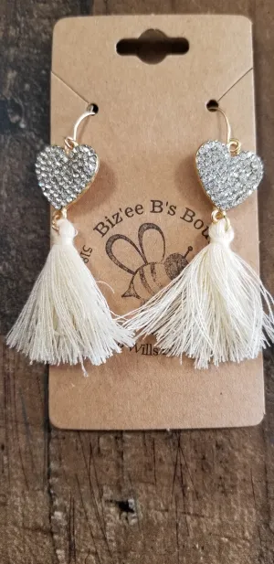 Crystal Heart/Fringe Earrings