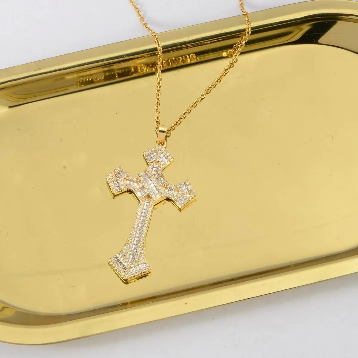 Cubic Zirconia Pendant Necklace Women - 14K Gold Plated CZ Simulated Diamond Crystal Lucky Tree of Life Cross Teardrop Rhinestone Necklace for Wedding Party Prom Bride Bridesmaids Birthday Gift