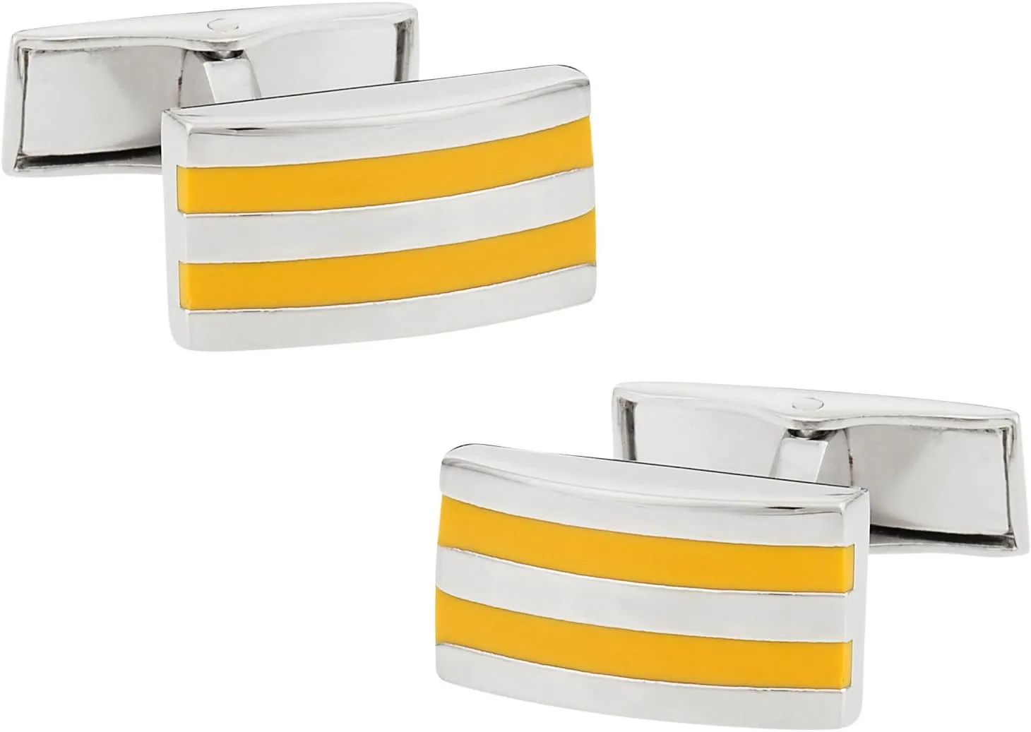 Cuff-Daddy Beveled Gold and Silver Tone Bar Cufflinks with Presentation Box