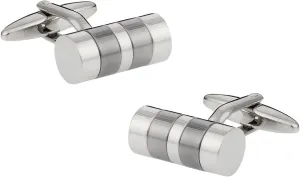 Cuff-Daddy Striped Barrel Silver Cufflinks with Presentation Box
