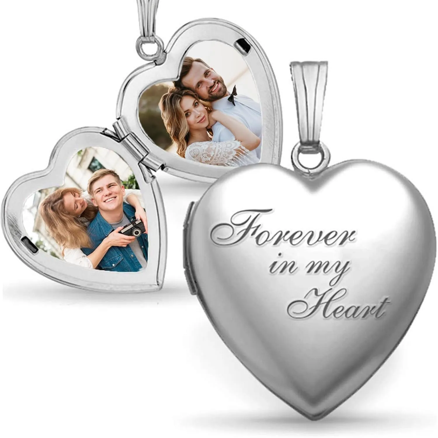Custom Necklace Gifts for Women, Personalized Picture Locket Necklace Heart Memorial Locket, That Hold 2 Customized Photo Jewelry Gift for Couple
