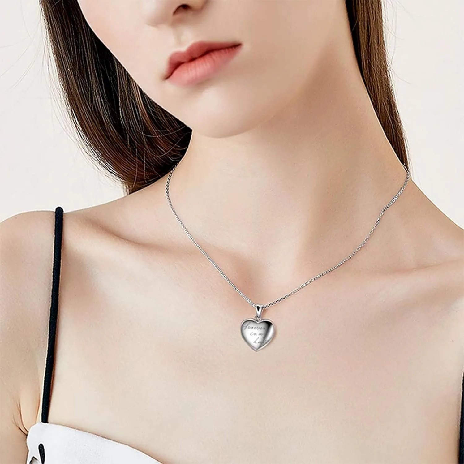 Custom Necklace Gifts for Women, Personalized Picture Locket Necklace Heart Memorial Locket, That Hold 2 Customized Photo Jewelry Gift for Couple