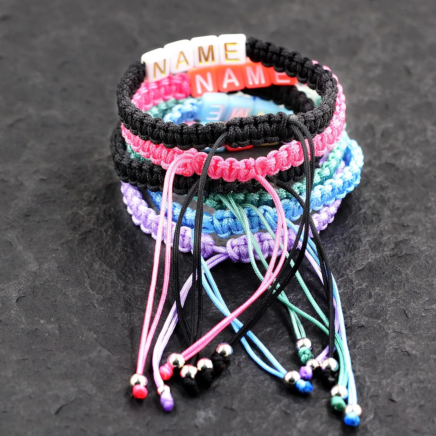 Customized String Braided Name Letter Bracelets for Women, Adjustable Size Personalized Initial Name Alphabets Bracelet for Mother Best Friend Sister Y3824