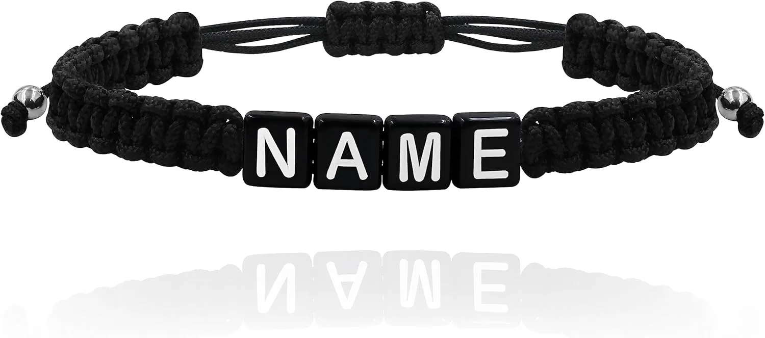 Customized String Braided Name Letter Bracelets for Women, Adjustable Size Personalized Initial Name Alphabets Bracelet for Mother Best Friend Sister Y3824