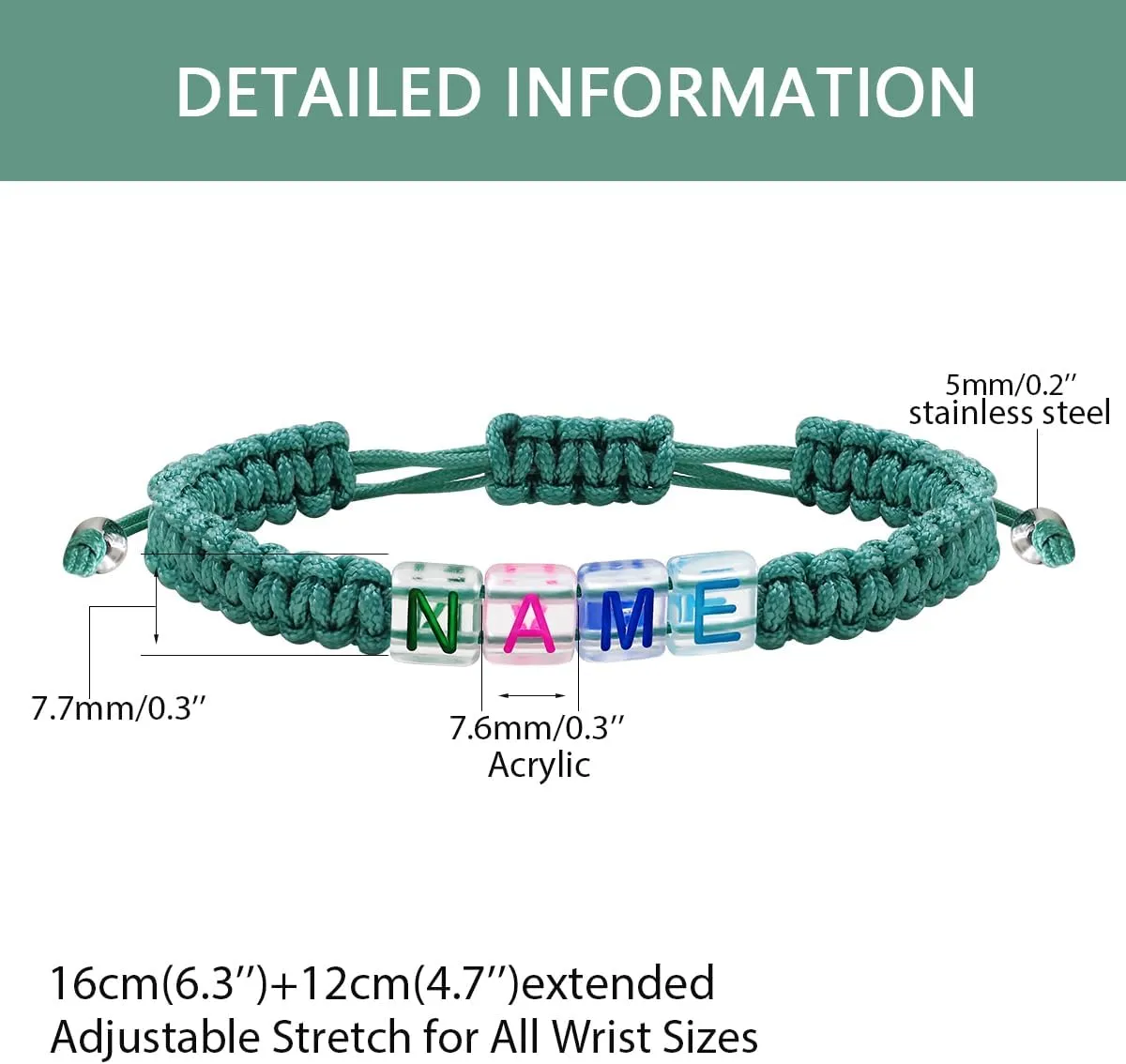 Customized String Braided Name Letter Bracelets for Women, Adjustable Size Personalized Initial Name Alphabets Bracelet for Mother Best Friend Sister Y3824