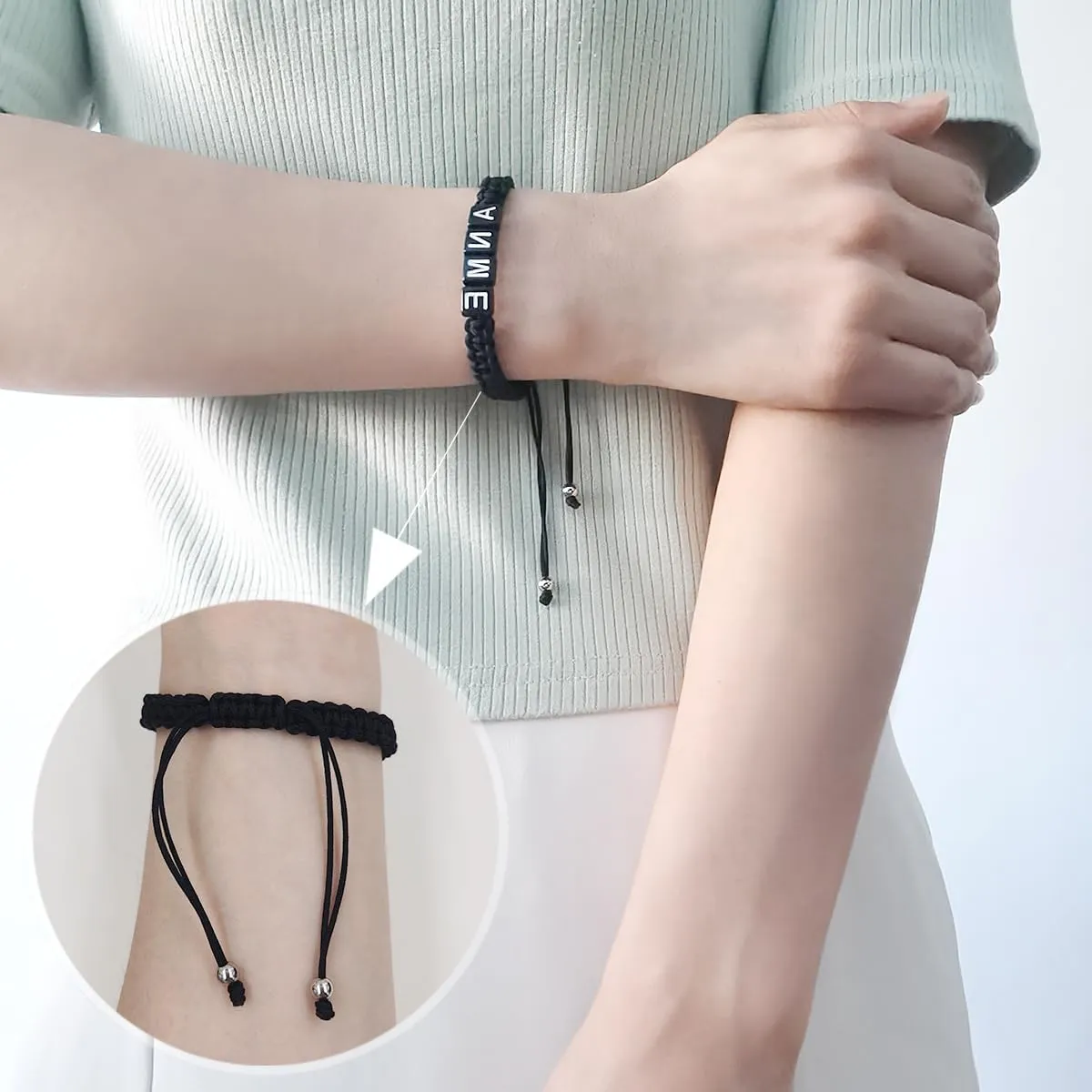 Customized String Braided Name Letter Bracelets for Women, Adjustable Size Personalized Initial Name Alphabets Bracelet for Mother Best Friend Sister Y3824