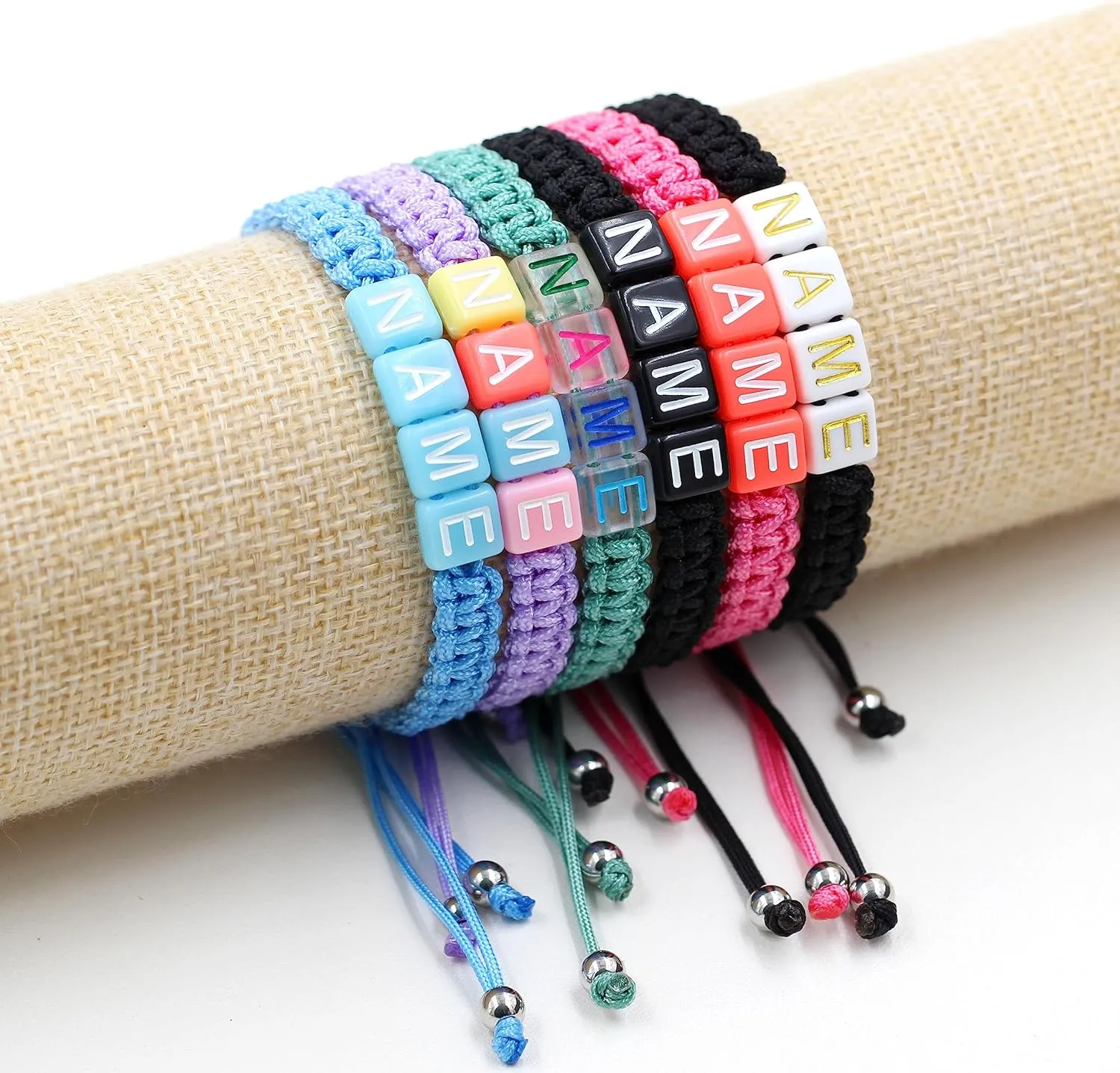 Customized String Braided Name Letter Bracelets for Women, Adjustable Size Personalized Initial Name Alphabets Bracelet for Mother Best Friend Sister Y3824