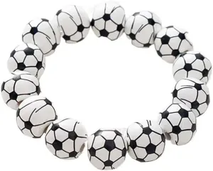 Cute Baseball Soccer Basketball Wooden Bracelet Football Volleyball Rugby Tennis Beaded Ball Stretch Bracelet Bangle for Women Men Sports Jewelry