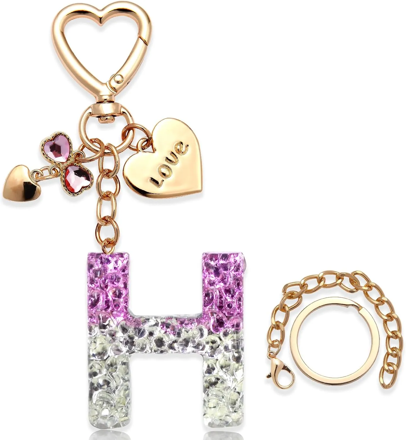 Cute Bling initial love keychain gift for women girls purse, handbags, bag Cup Charms Accessories