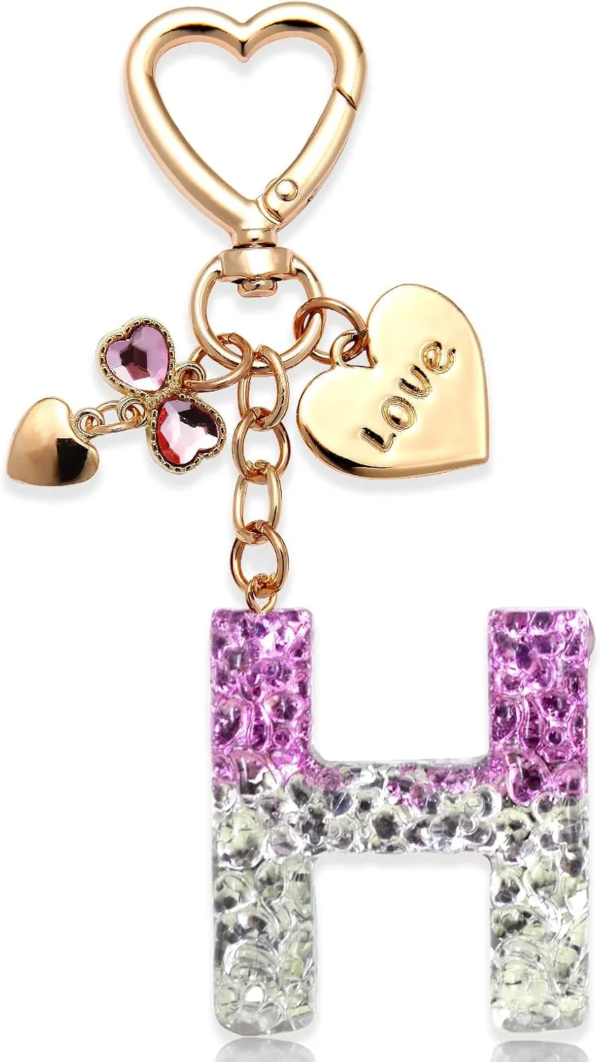 Cute Bling initial love keychain gift for women girls purse, handbags, bag Cup Charms Accessories
