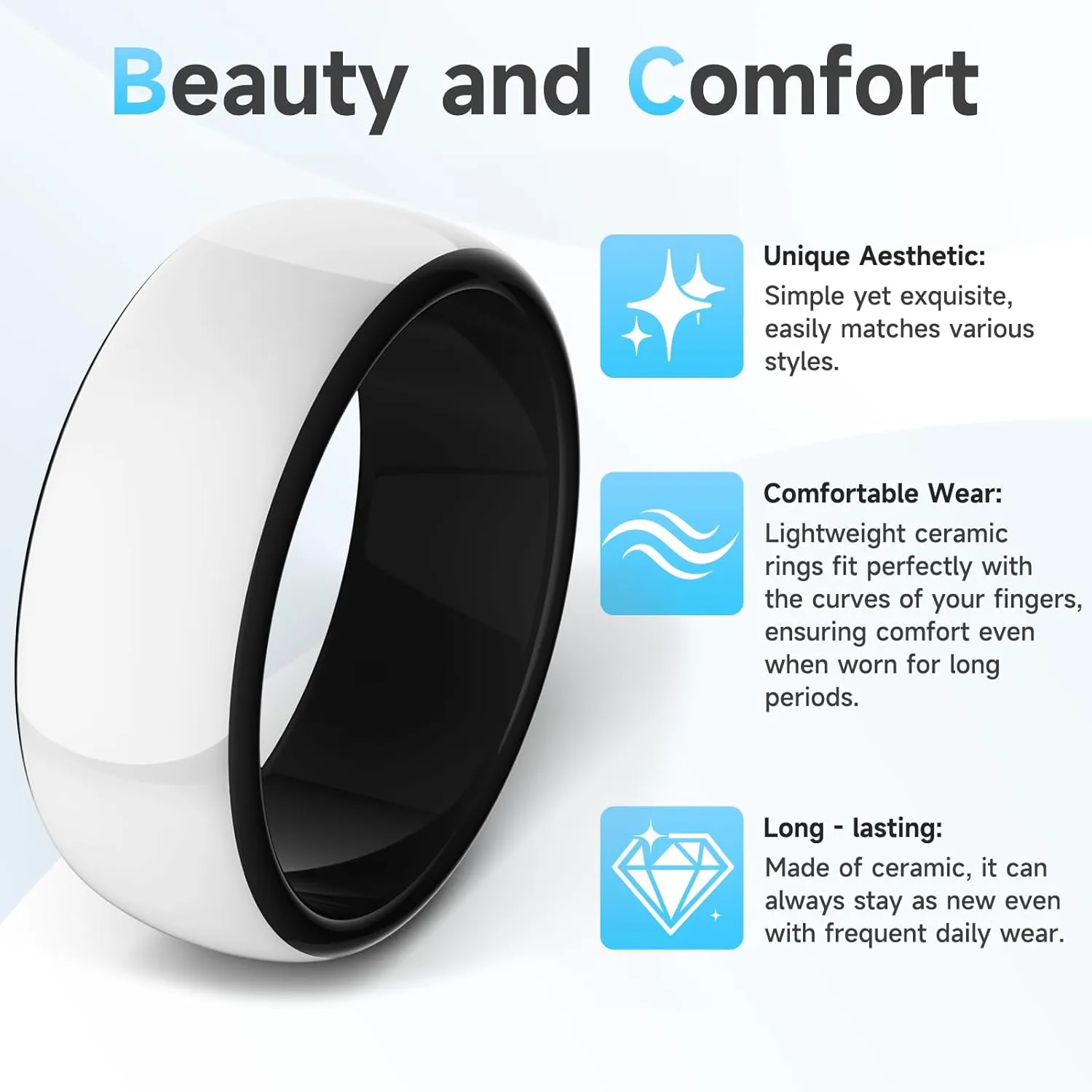 Daily Bible Verses RingJesus Rings for Men and WomenCeramic Christian Lord's Prayer RingInspirational Religious Band for Easter, Christmas, Birthday, Wedding, Sizes 6-13
