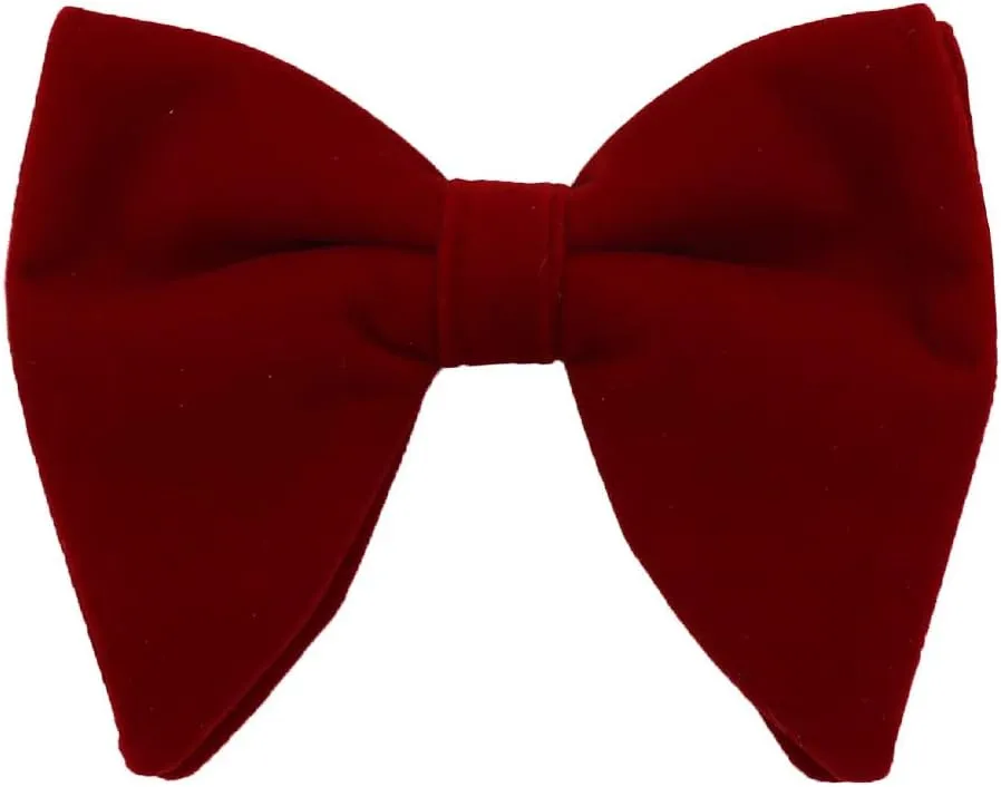 Dan Smith Mens Big Bow Ties Set Soild Velvet Oversize Pre-Tied Bow Tie Hanky Cuff Hankchief Cufflinks Lapel Pin
