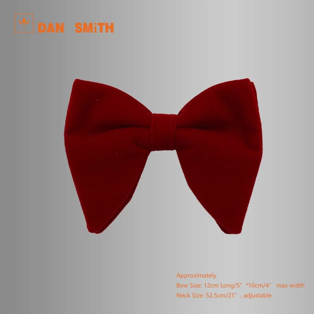 Dan Smith Mens Big Bow Ties Set Soild Velvet Oversize Pre-Tied Bow Tie Hanky Cuff Hankchief Cufflinks Lapel Pin