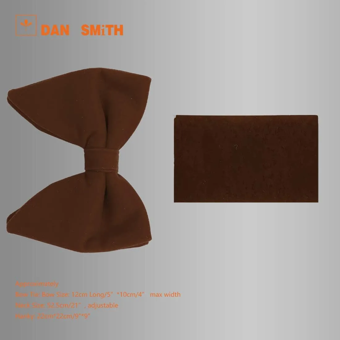 Dan Smith Mens Big Bow Ties Set Soild Velvet Oversize Pre-Tied Bow Tie Hanky Cuff Hankchief Cufflinks Lapel Pin