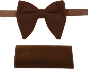 Dan Smith Mens Big Bow Ties Set Soild Velvet Oversize Pre-Tied Bow Tie Hanky Cuff Hankchief Cufflinks Lapel Pin