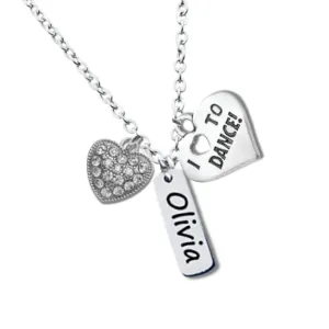 Dance Necklace, Personalized Dance Jewelry, Love to Dance Necklace with Name Engraved for Women, Dancer Ballet Recital