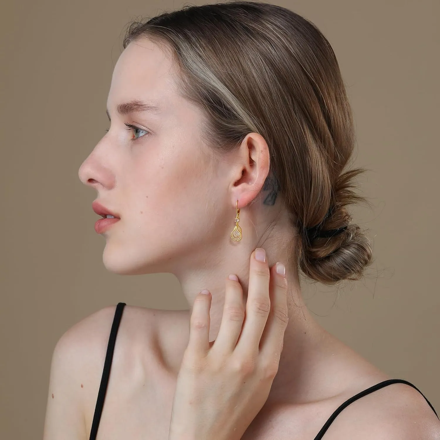 Dangle Earrings Trendy Leverback Birthstone Earrings 14K Sliver/Gold/Rose Gold Teardrop Dangle Earrings Fine Jewelry Birthday Gifts for Women