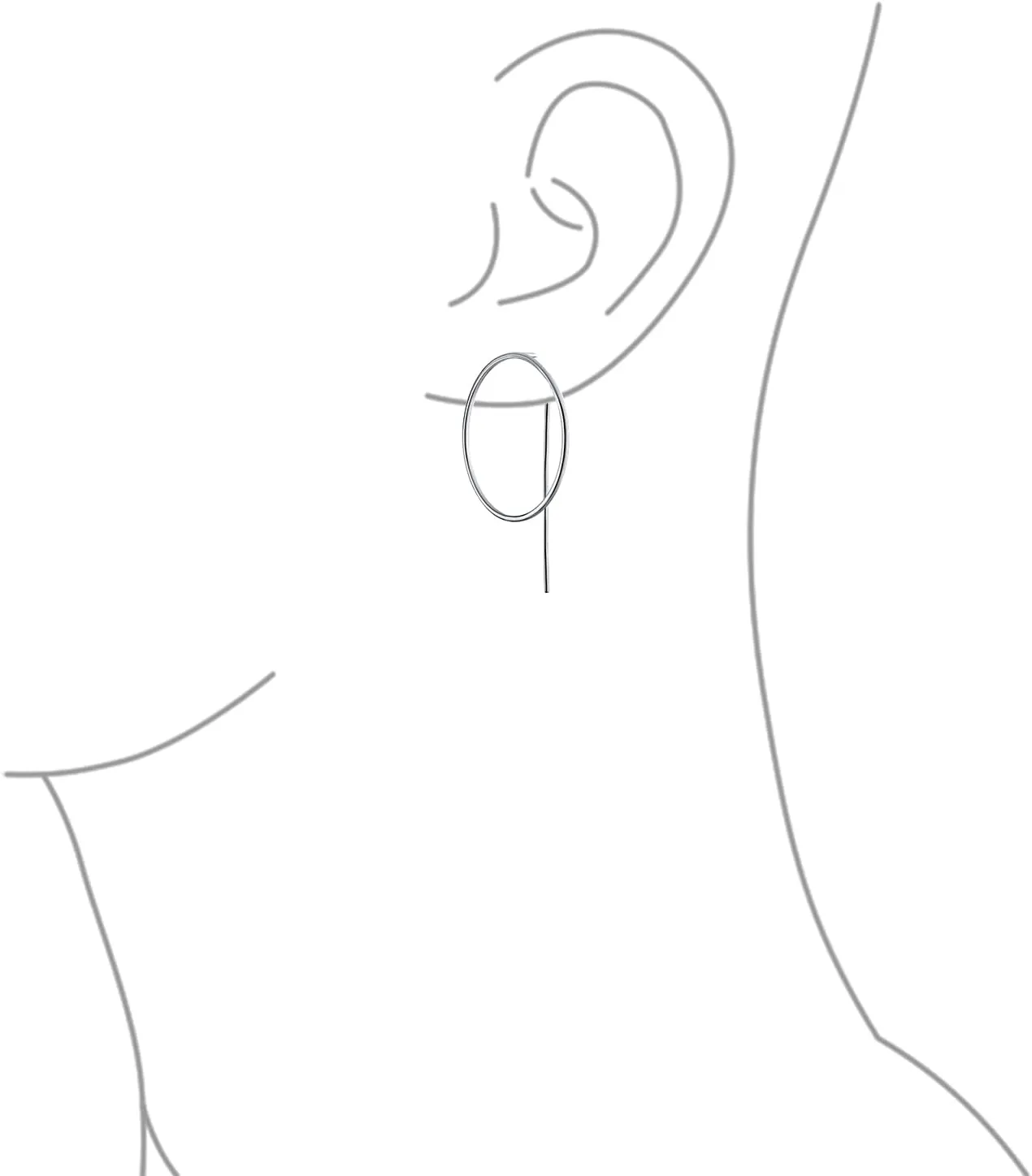 Delicate Minimalist Geometric Thin Round Open Circle Modern Threader Hoop Earrings For Women Teen .925 Sterling Silver