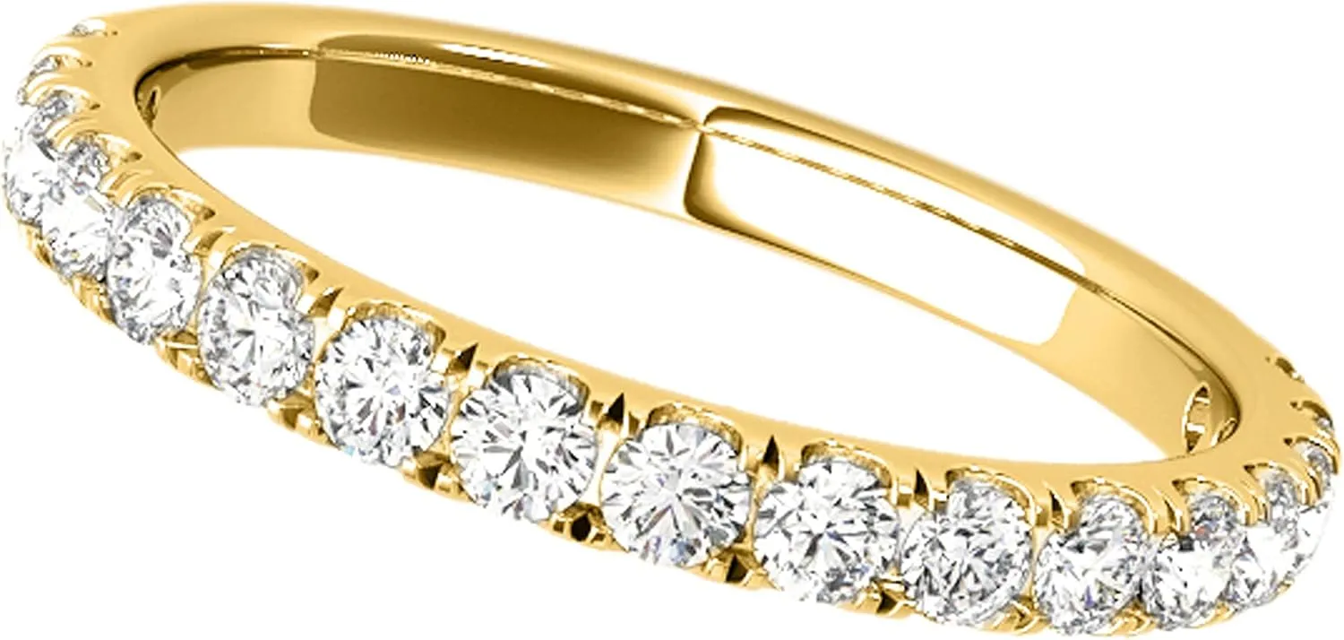 Diamond Wedding Band For Women 0.25 To 1.0 Carat Brilliant Round Lab Grown Diamond Engagement Aniversary Band In 10K Solid Rose Yellow White Gold | Aone Jewelry Collection