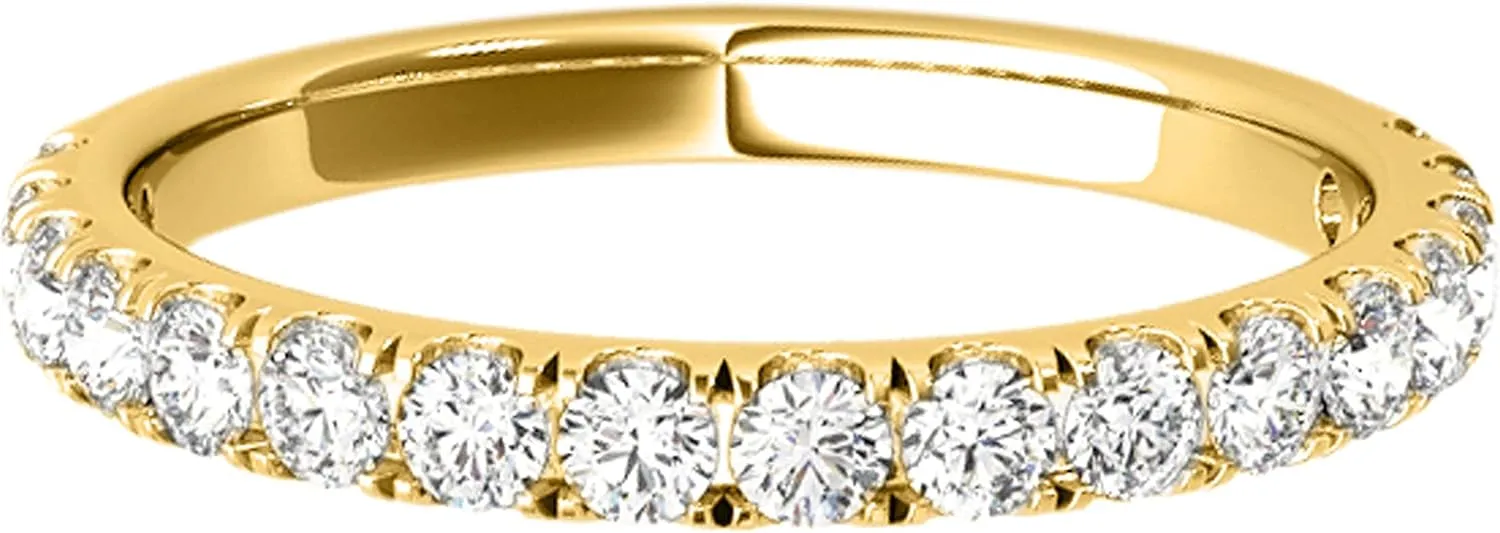 Diamond Wedding Band For Women 0.25 To 1.0 Carat Brilliant Round Lab Grown Diamond Engagement Aniversary Band In 10K Solid Rose Yellow White Gold | Aone Jewelry Collection
