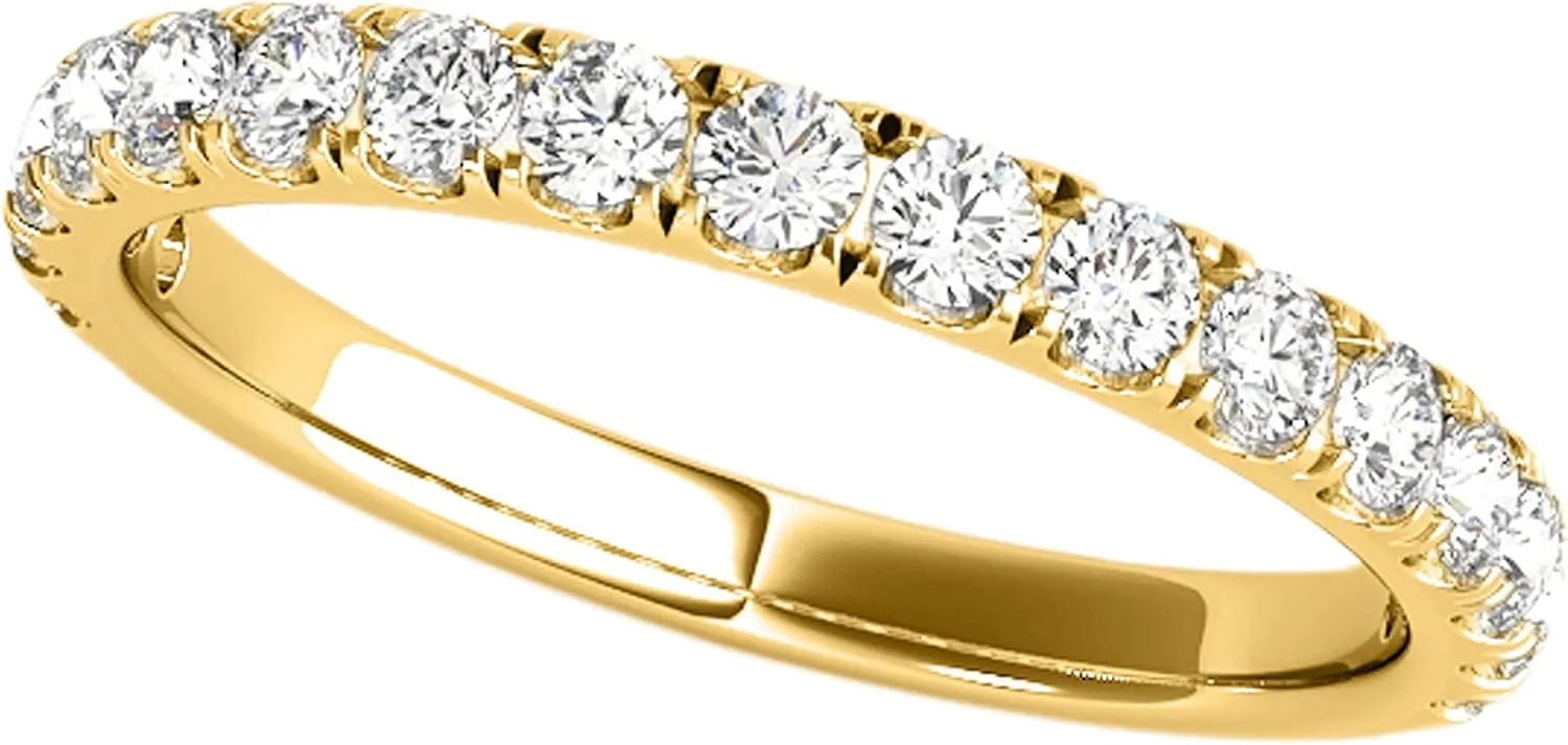 Diamond Wedding Band For Women 0.25 To 1.0 Carat Brilliant Round Lab Grown Diamond Engagement Aniversary Band In 10K Solid Rose Yellow White Gold | Aone Jewelry Collection