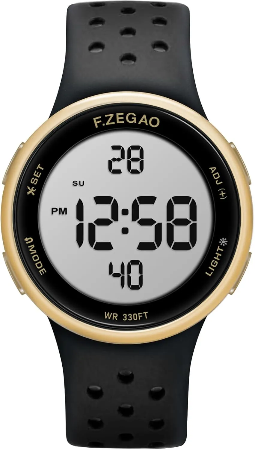 Digital Watch Unisex, 10ATM Waterproof Watch for Swimming Soft Double Injected Silicone Band Stopwatch Alarm Countdown Dual Time Mutifunction