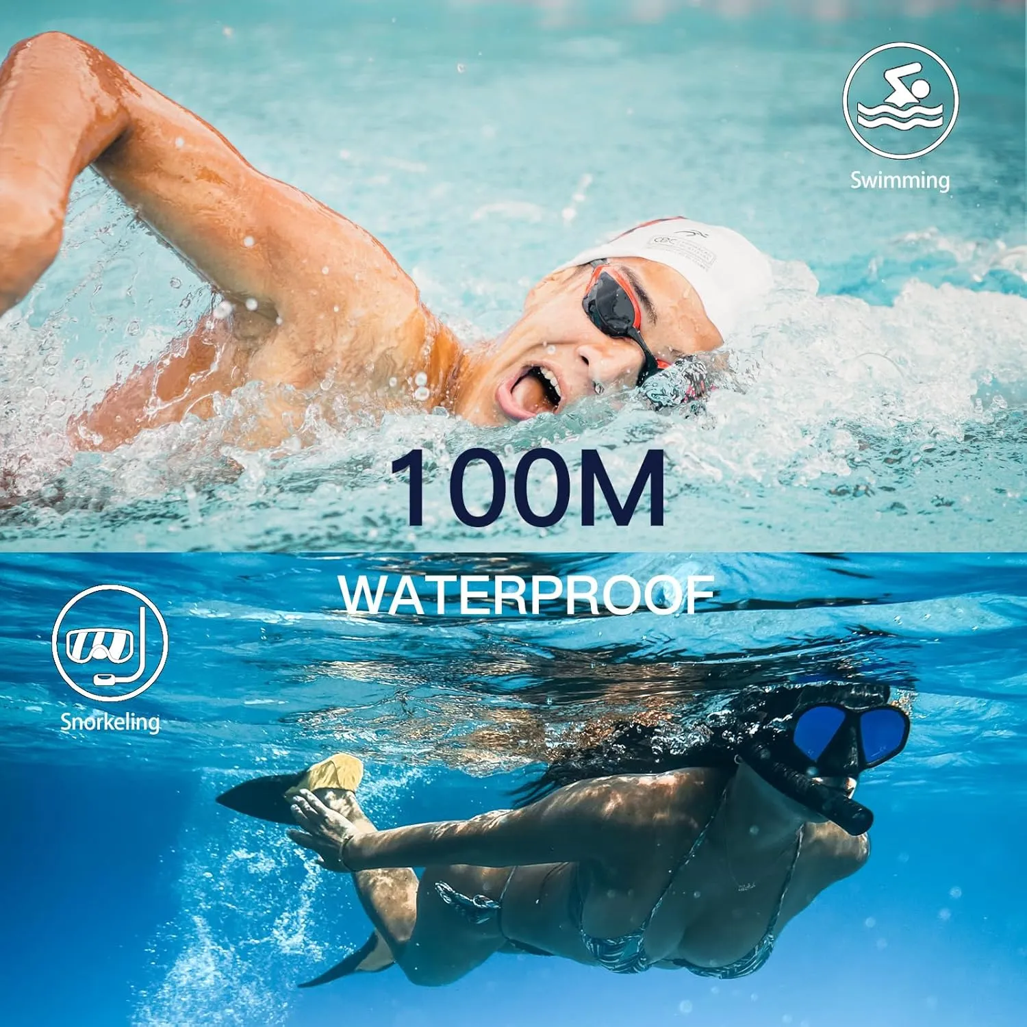 Digital Watch Unisex, 10ATM Waterproof Watch for Swimming Soft Double Injected Silicone Band Stopwatch Alarm Countdown Dual Time Mutifunction