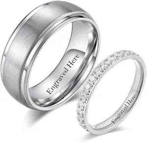 DIYA Personalized Moissanite Couples Rings Set for Him and Her Set 925 Sterling Silv/10k/14k/18k Gold Customized Wedding Ring for Couples Anniversary Christmas Jewelry Gifts for Wife Girlfriend