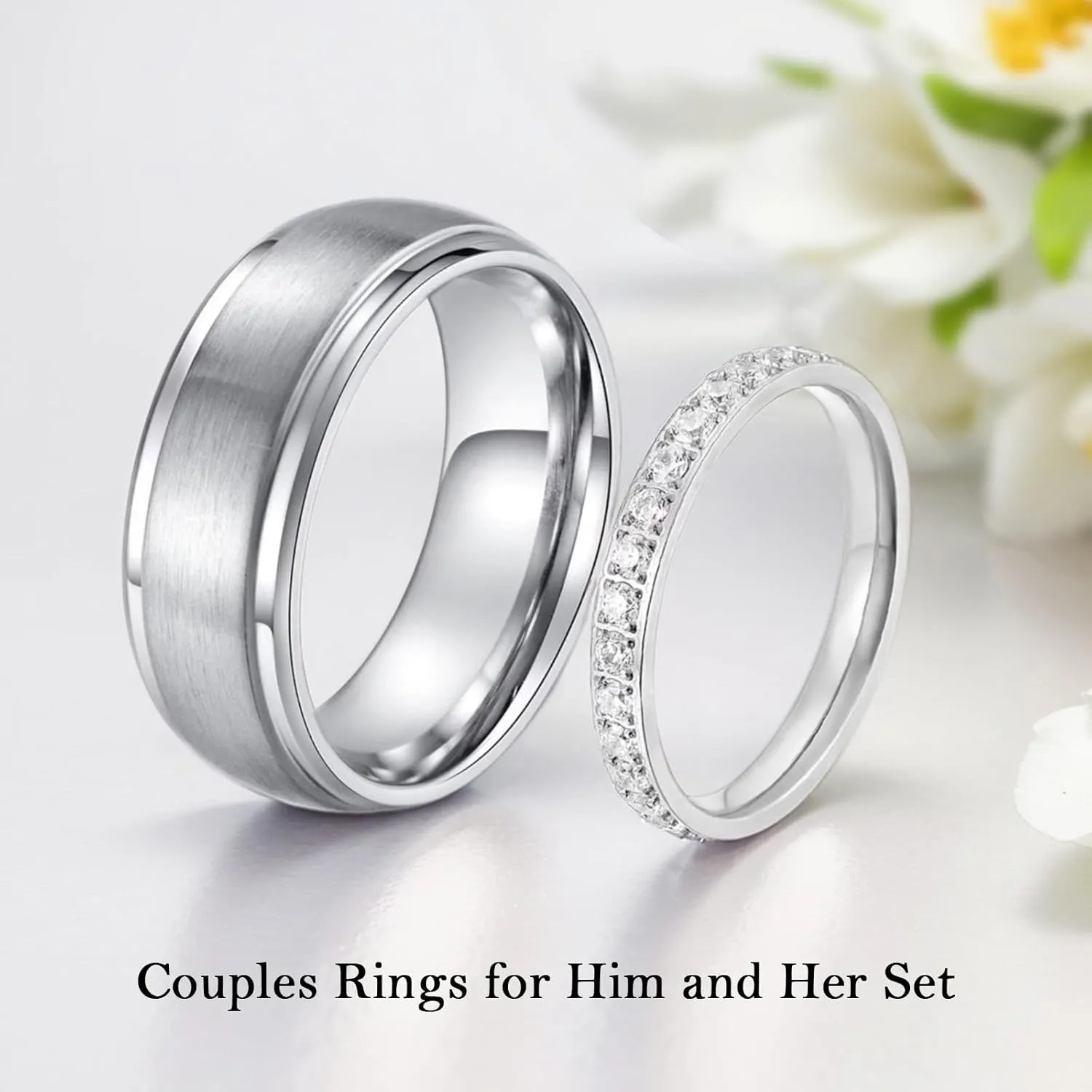 DIYA Personalized Moissanite Couples Rings Set for Him and Her Set 925 Sterling Silv/10k/14k/18k Gold Customized Wedding Ring for Couples Anniversary Christmas Jewelry Gifts for Wife Girlfriend