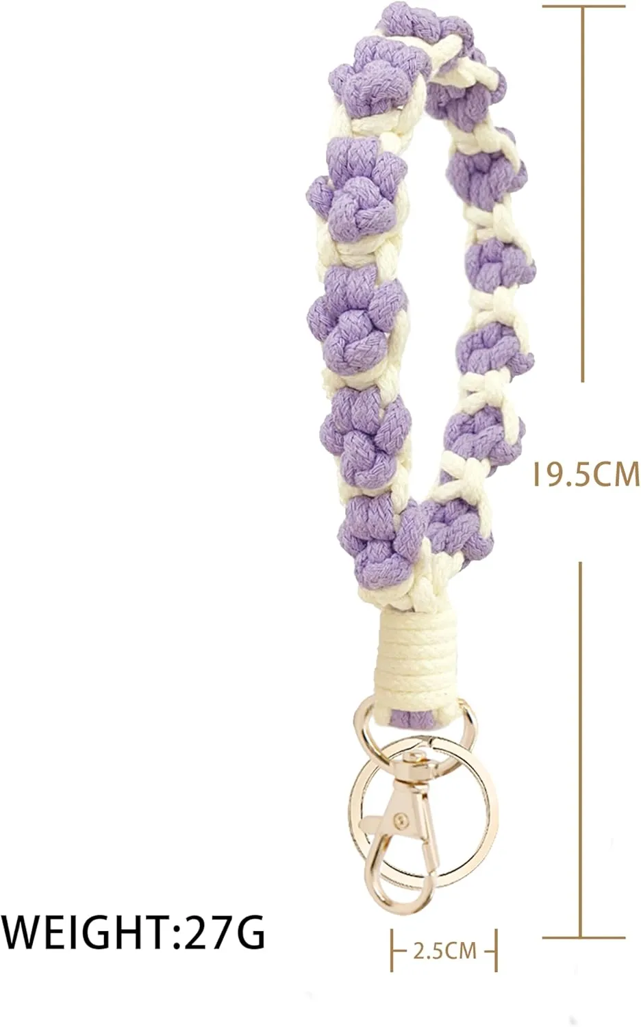 Dog Paw Keychain Handmade Wristlet for Women with Key Ring Cute Macrame Bracelet Country style Lanyards for Car Keys