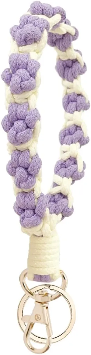Dog Paw Keychain Handmade Wristlet for Women with Key Ring Cute Macrame Bracelet Country style Lanyards for Car Keys