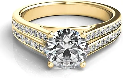 Double Row Pave Diamond Engagement Ring