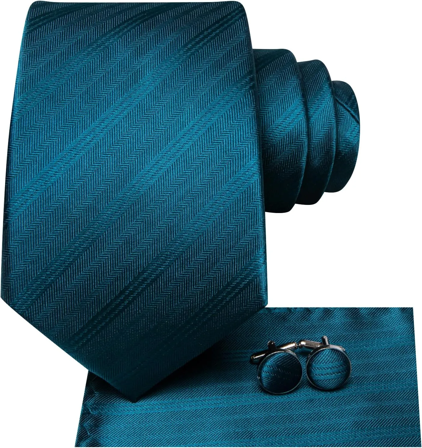 Dubulle Mens Paisley Striped Tie and Handkerchief Cufflinks Tie Set for Men Wedding Business Formal