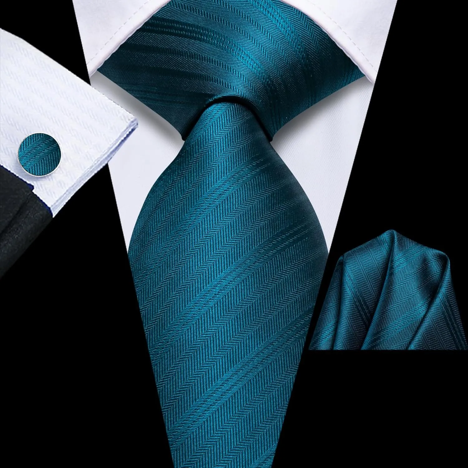 Dubulle Mens Paisley Striped Tie and Handkerchief Cufflinks Tie Set for Men Wedding Business Formal