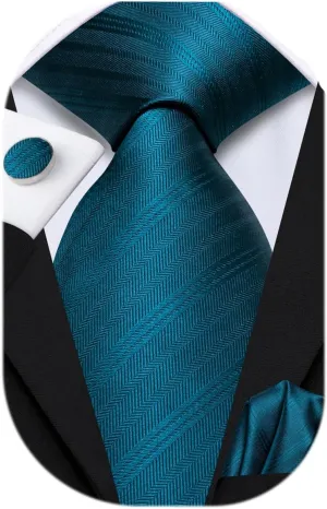 Dubulle Mens Paisley Striped Tie and Handkerchief Cufflinks Tie Set for Men Wedding Business Formal