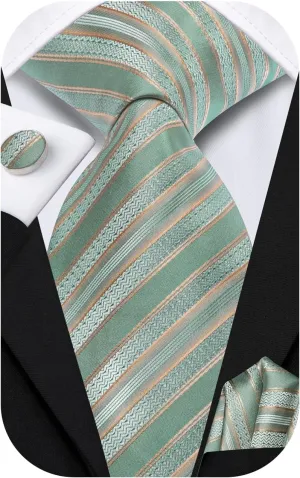 Dubulle Mens Tie Set Solid Paisley Silk Striped Necktie for Men with Cufflinks Tie and Pocket Square