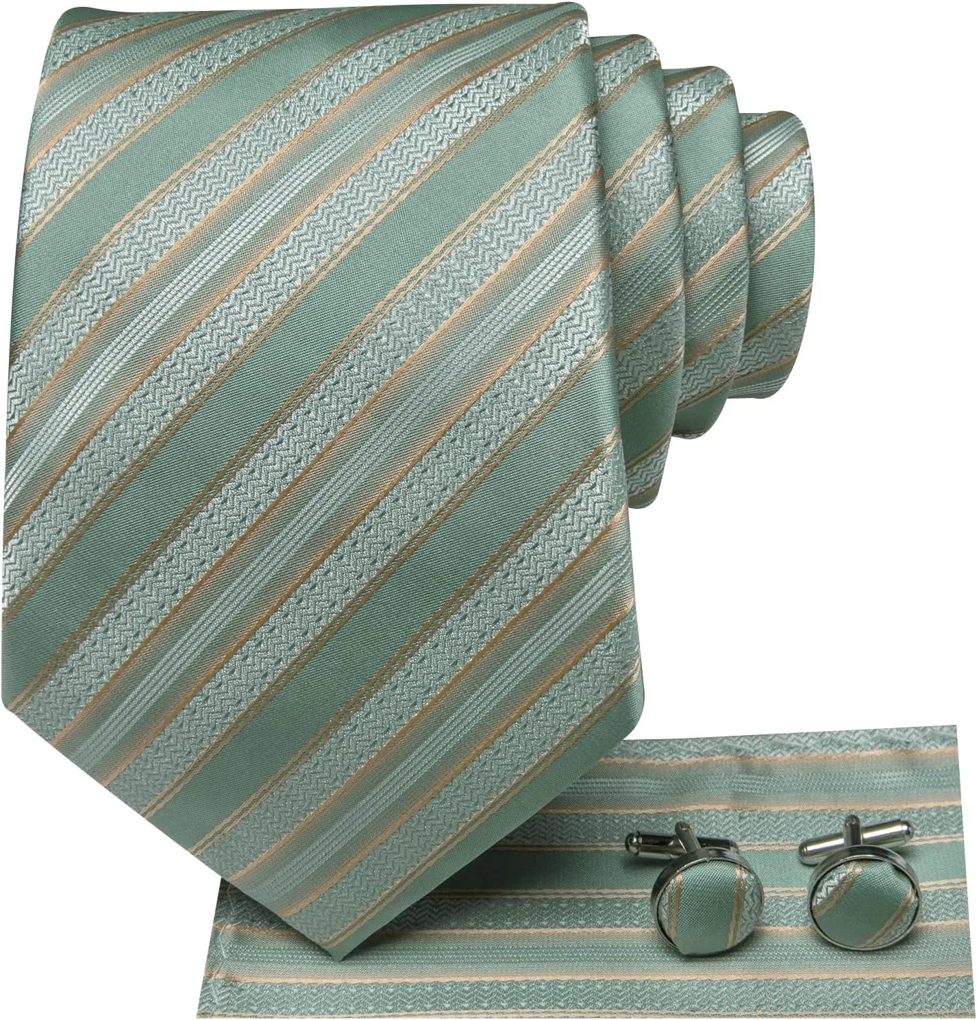 Dubulle Mens Tie Set Solid Paisley Silk Striped Necktie for Men with Cufflinks Tie and Pocket Square