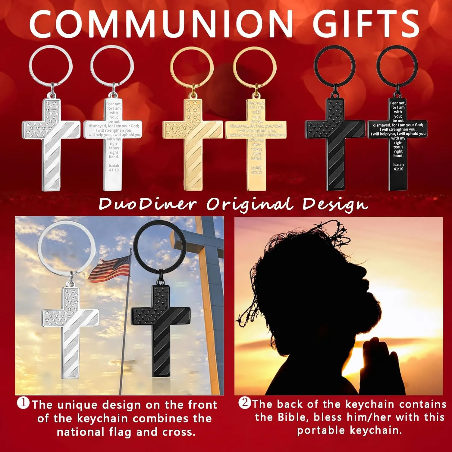 DuoDiner Graduation Gifts-Cross Keychains First Communion Baptism Confirmation Religious Gifts for Men