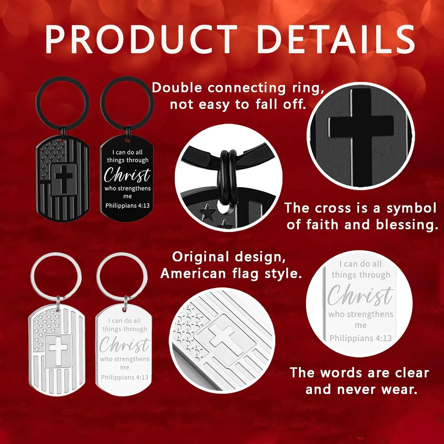 DuoDiner Graduation Gifts-Keychain for Men First Communion Baptism Confirmation Religious Mens Gifts