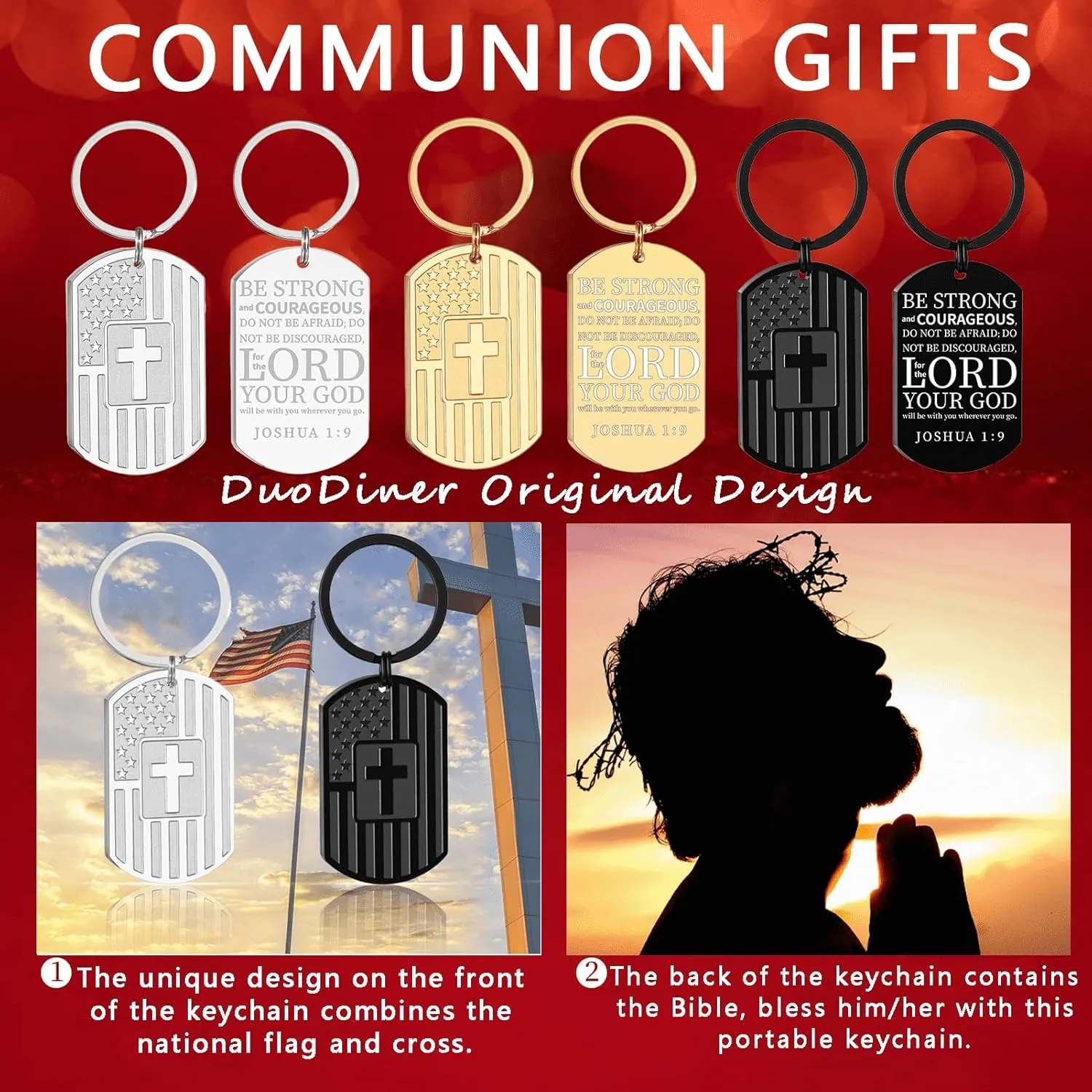 DuoDiner Graduation Gifts-Keychain for Men First Communion Baptism Confirmation Religious Mens Gifts