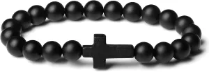 DUQGUHO Cross Bracelet for Women Healing Crystal Bracelet Natural Gemstone Crystal Bracelet Religious Christian Bracelet 8mm Stretch Beaded Bracelet Christian Gifts for Women Men