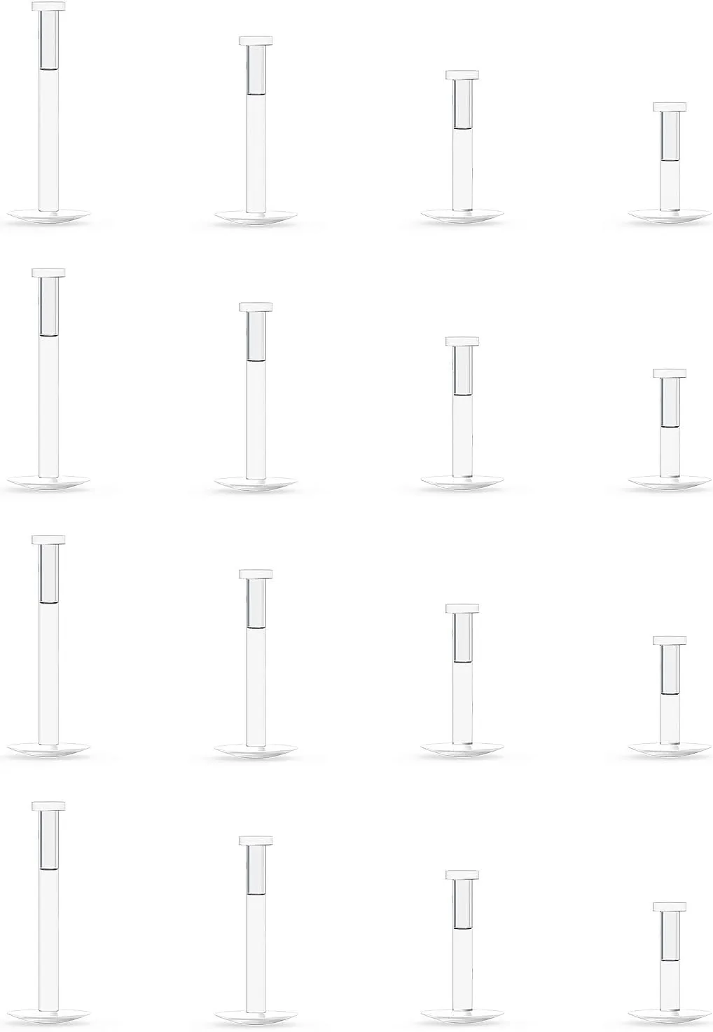 Dyknasz Clear Earrings for Sports Plastic Earrings for Surgery Clear Nose Studs 16g Lip Medusa Labret Tragus Helix Cartilage Retainers for Work Post Length 6/8/10/12mm